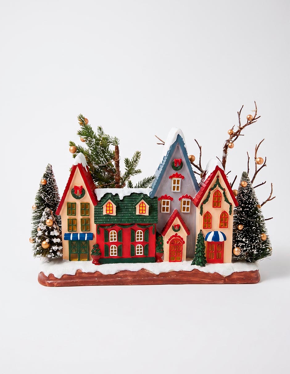 Figura decorativa navideña de villa de cerámica