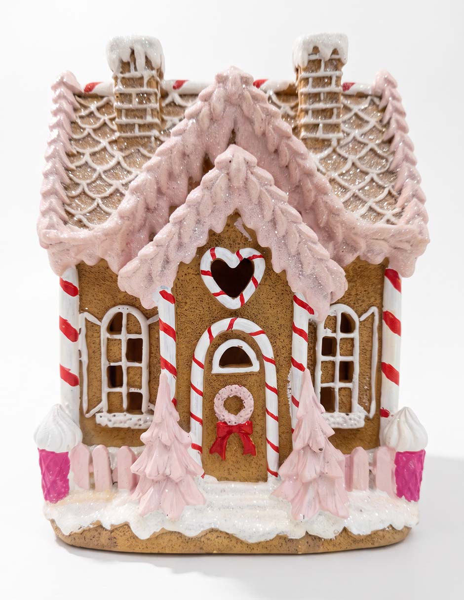 Figura decorativa navideña de casa de jengibre