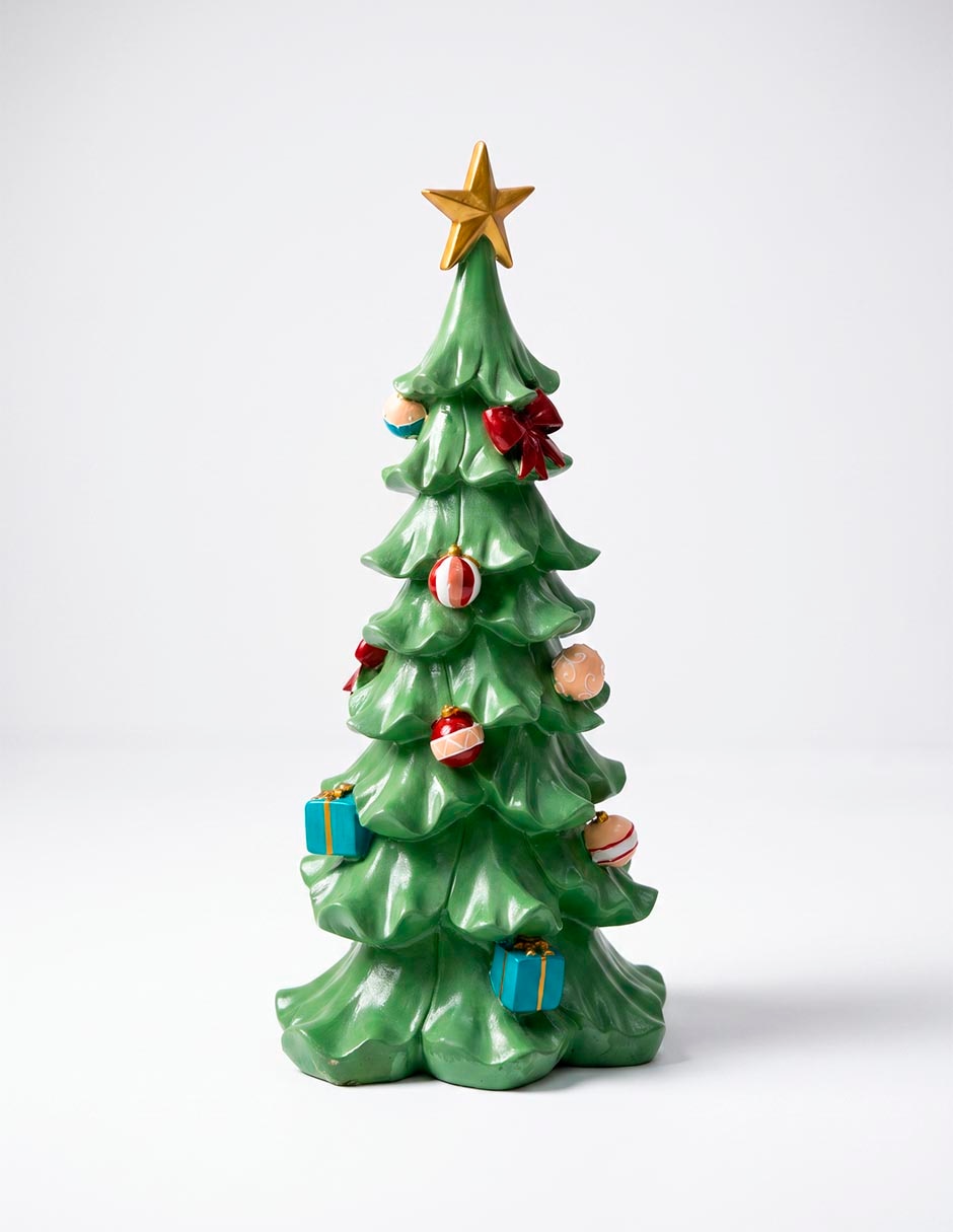 Figura decorativa navideña de árbol de navidad de cerámica