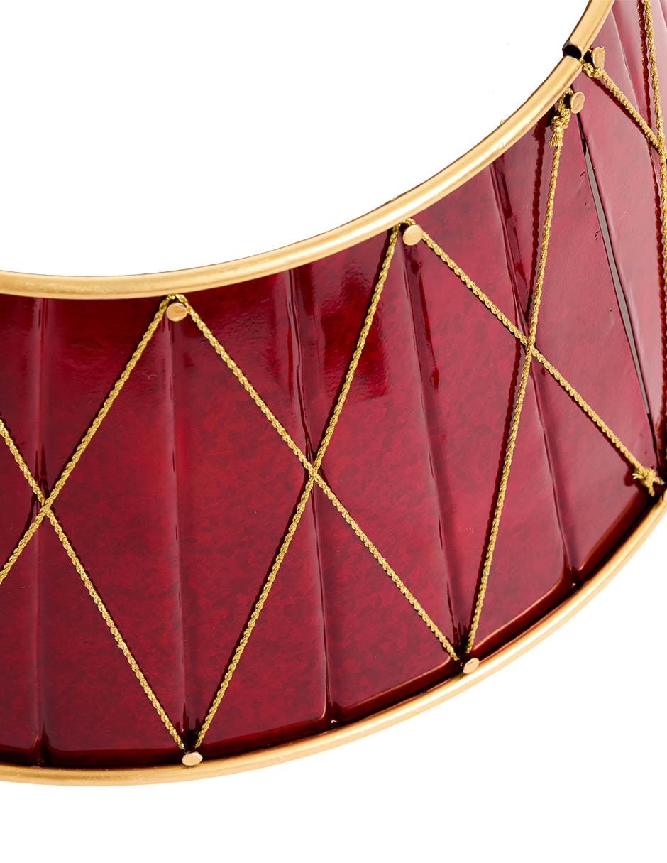 PIE DE AROL ROJO METALICO LINEAS DORADAS