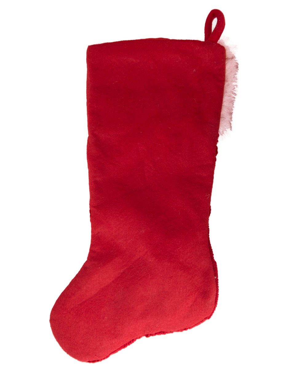 BOTA NAVIDEÑA ROJA TEJIDA CON PELUCHE CA 2