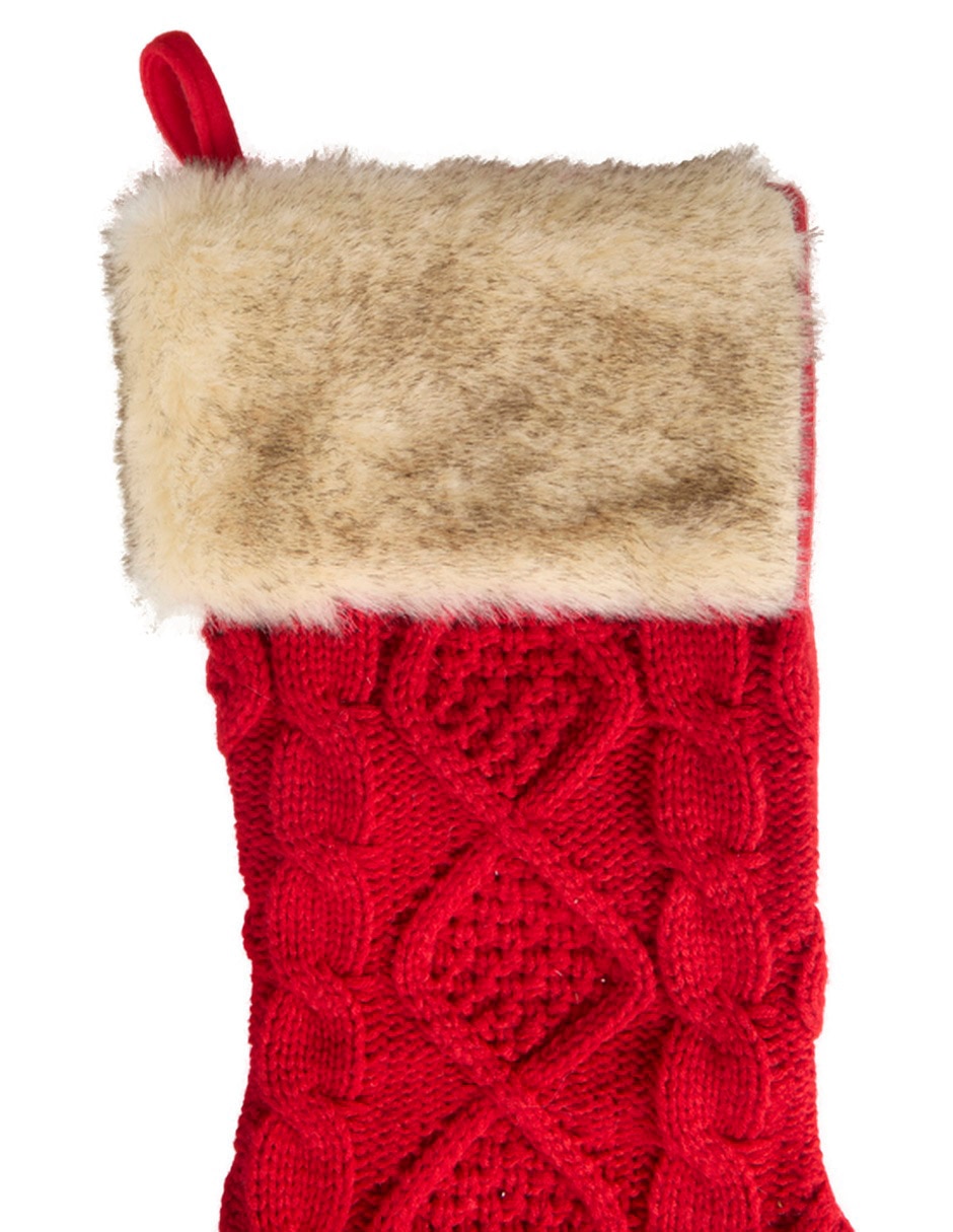 BOTA NAVIDEÑA ROJA TEJIDA CON PELUCHE CA BOTA NAVIDEÑA ROJA TEJIDA CON PELUCHE CA