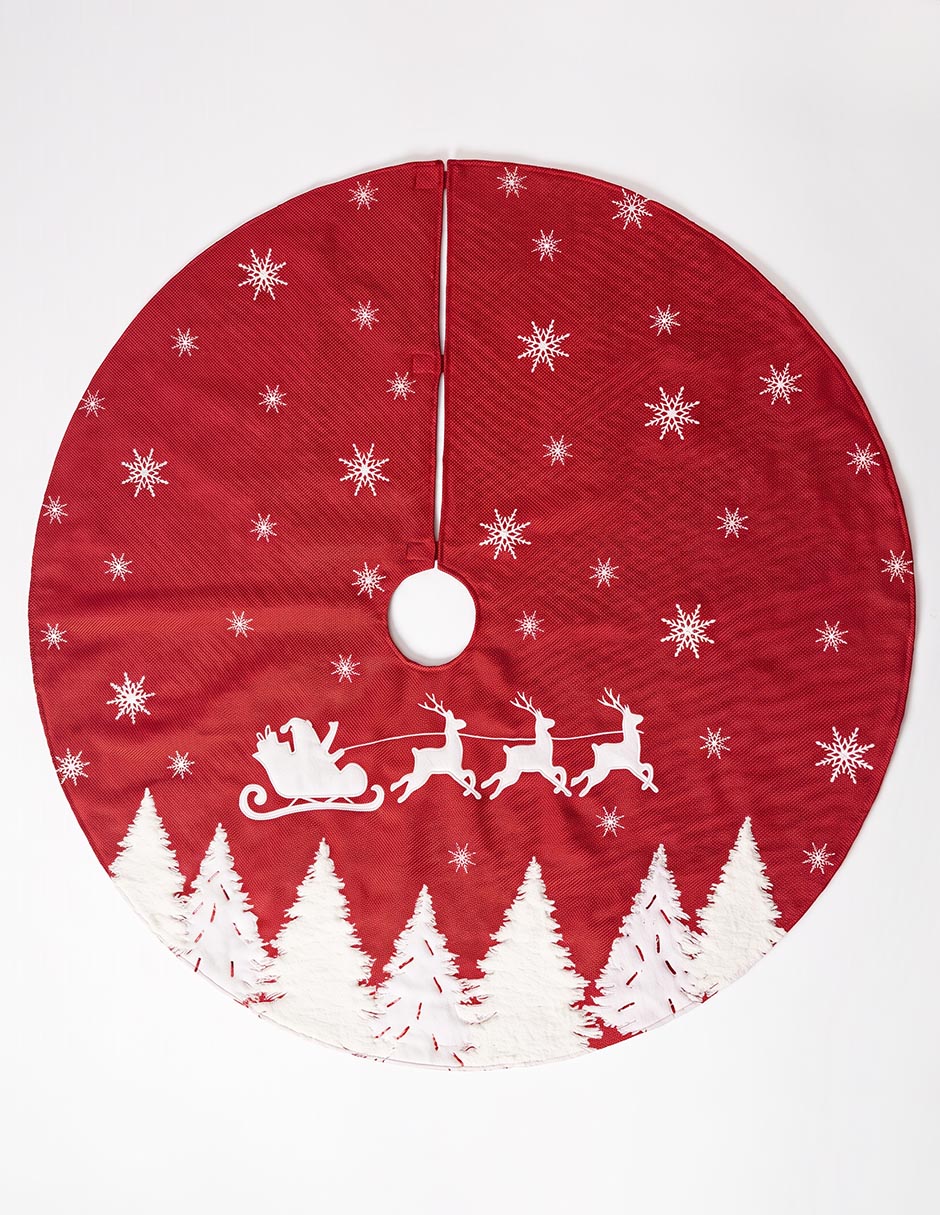 Pie de árbol estampado navideño