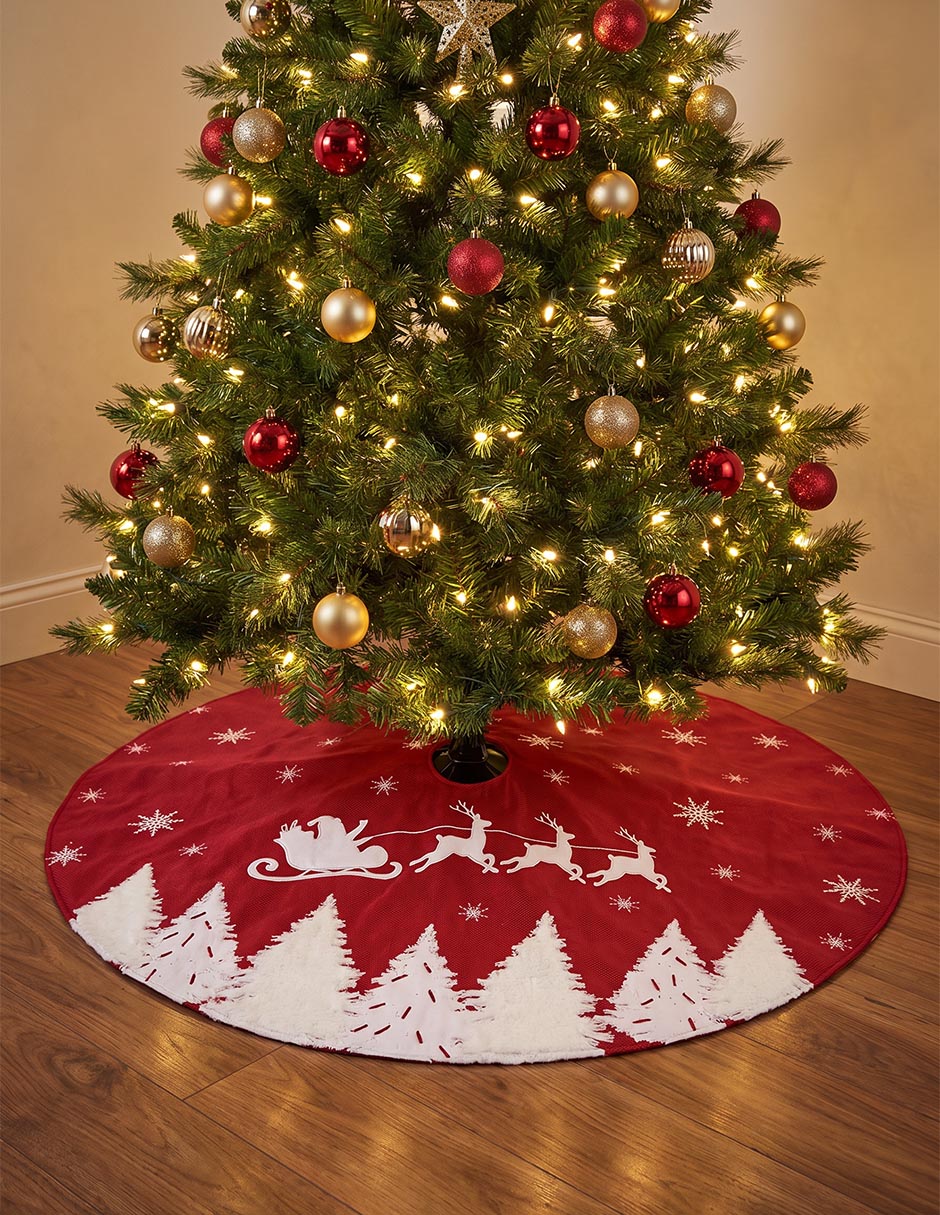 Pie de árbol estampado navideño 4