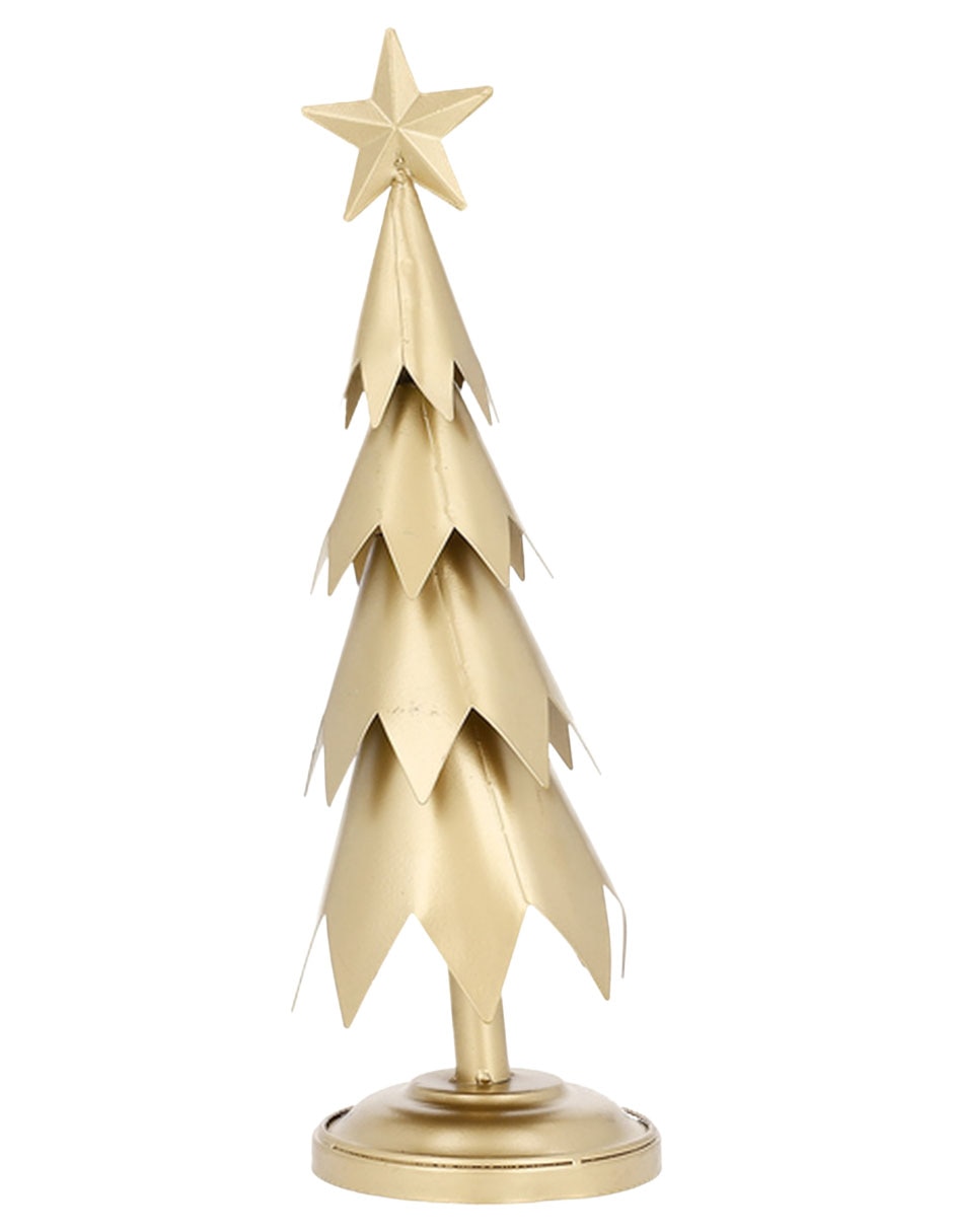 Figura decorativa navideña de pino de metal