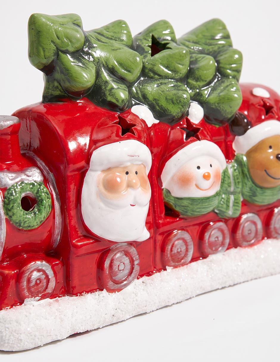 Figura decorativa navideña de tren de resina 2