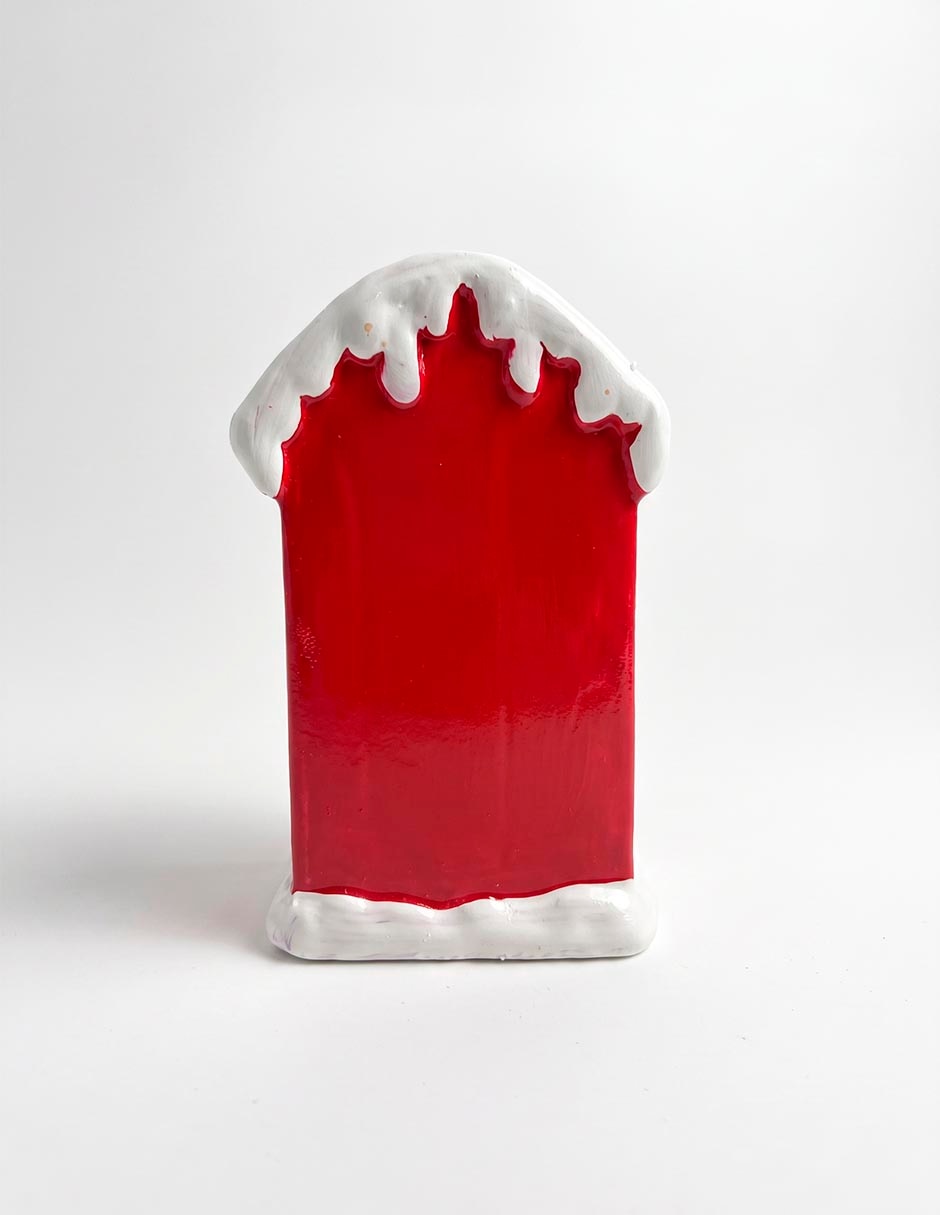 Figura decorativa navideña de cabina de teléfono de resina 3