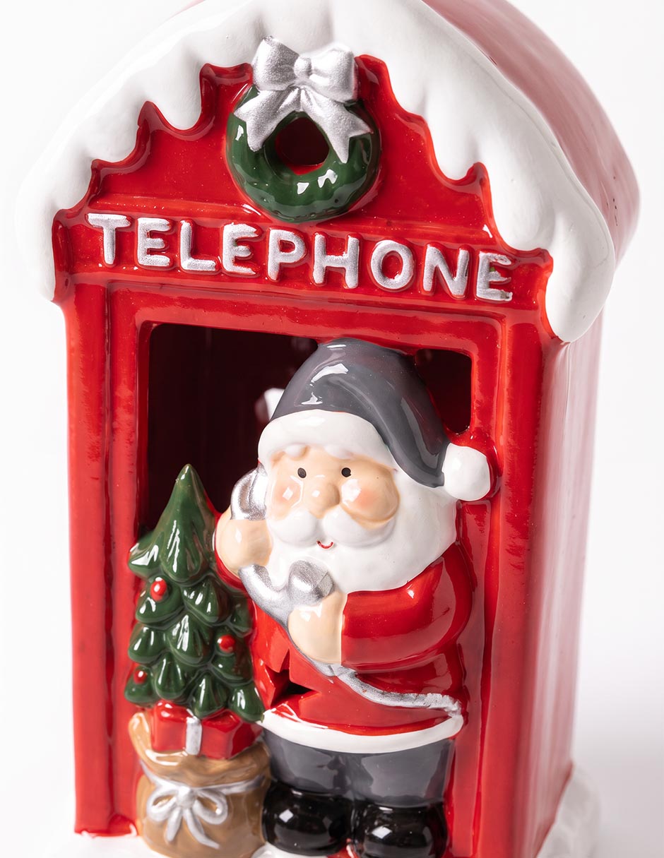 Figura decorativa navideña de cabina de teléfono de resina 2