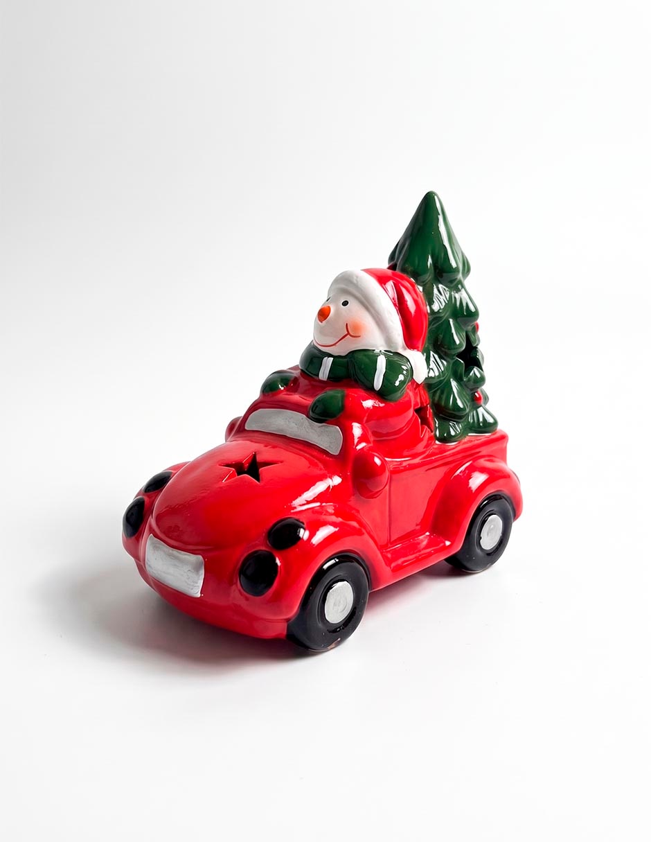 Figura decorativa navideña de carrito de resina