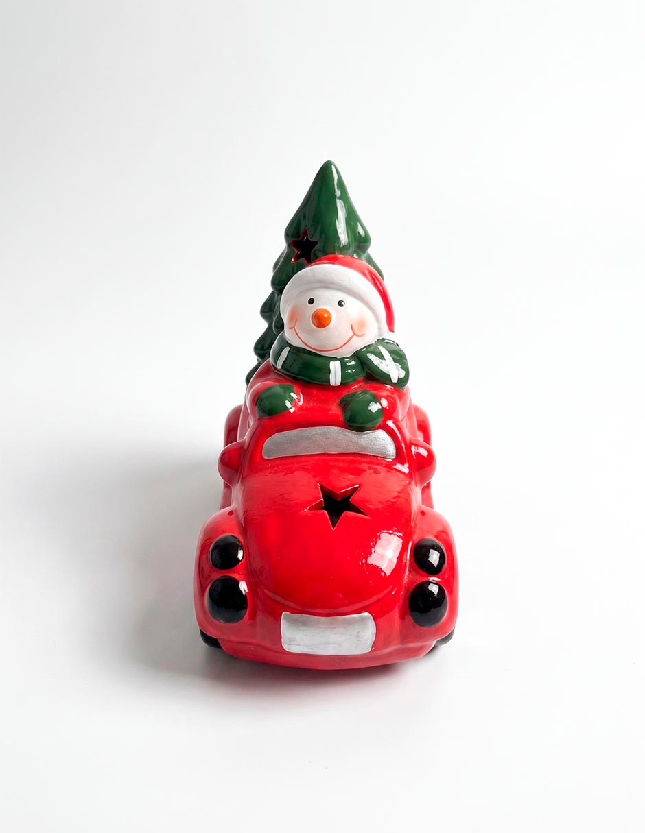 Figura decorativa navideña de carrito de resina 4