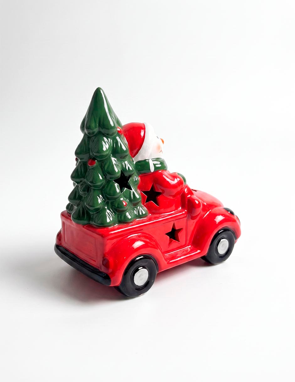 Figura decorativa navideña de carrito de resina 3
