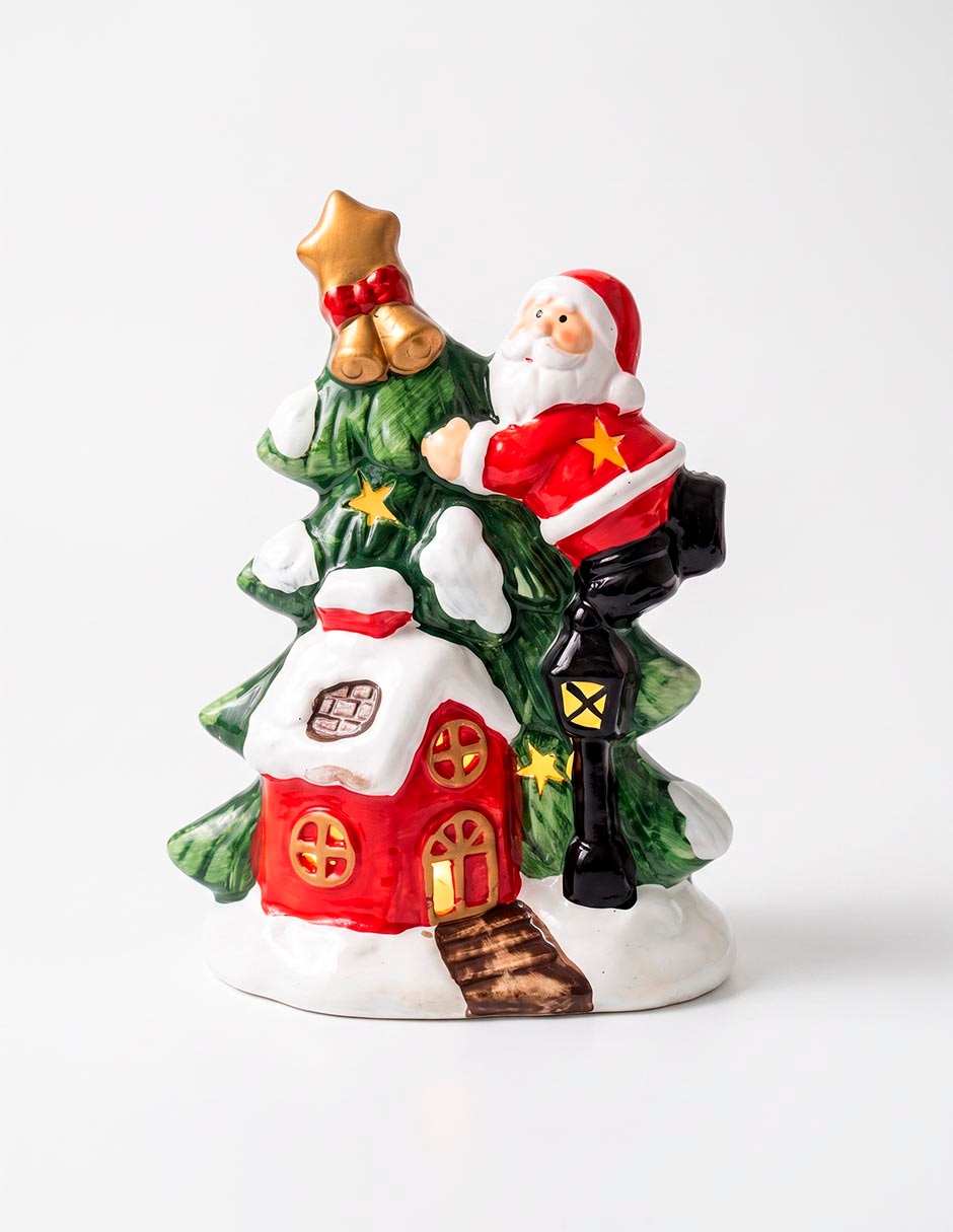 Figura decorativa navideña de santa claus de resina