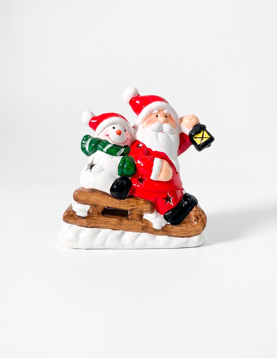 Figura decorativa navideña de santa claus de resina