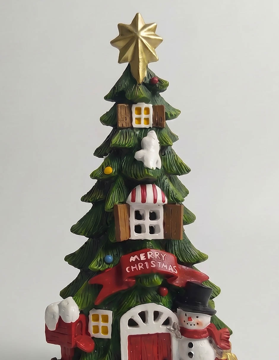CASA DEL ARBOL NAVIDAD VERDE LED 25.5 CM 4