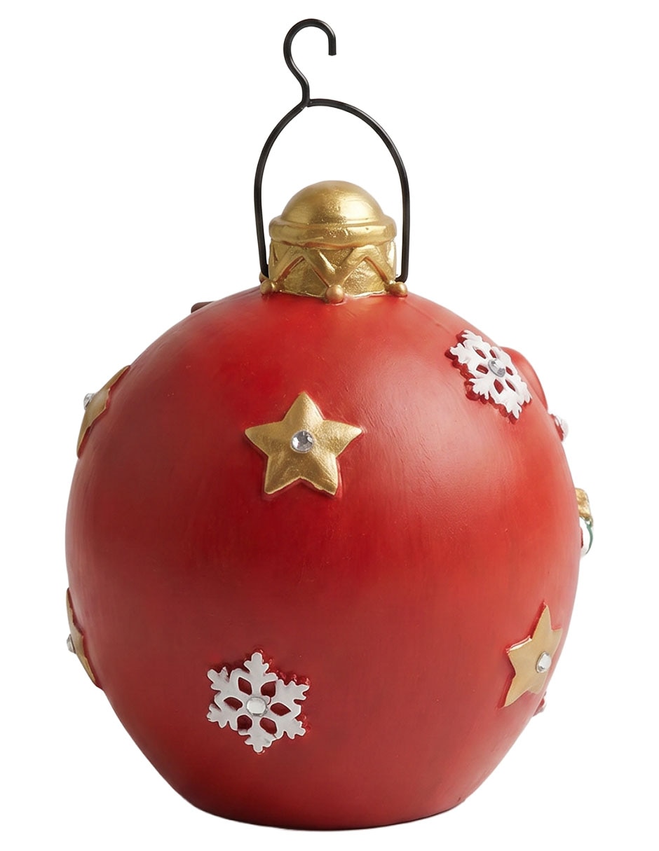 ESFERA DECO ROJA CON SANTA 16.5 CM