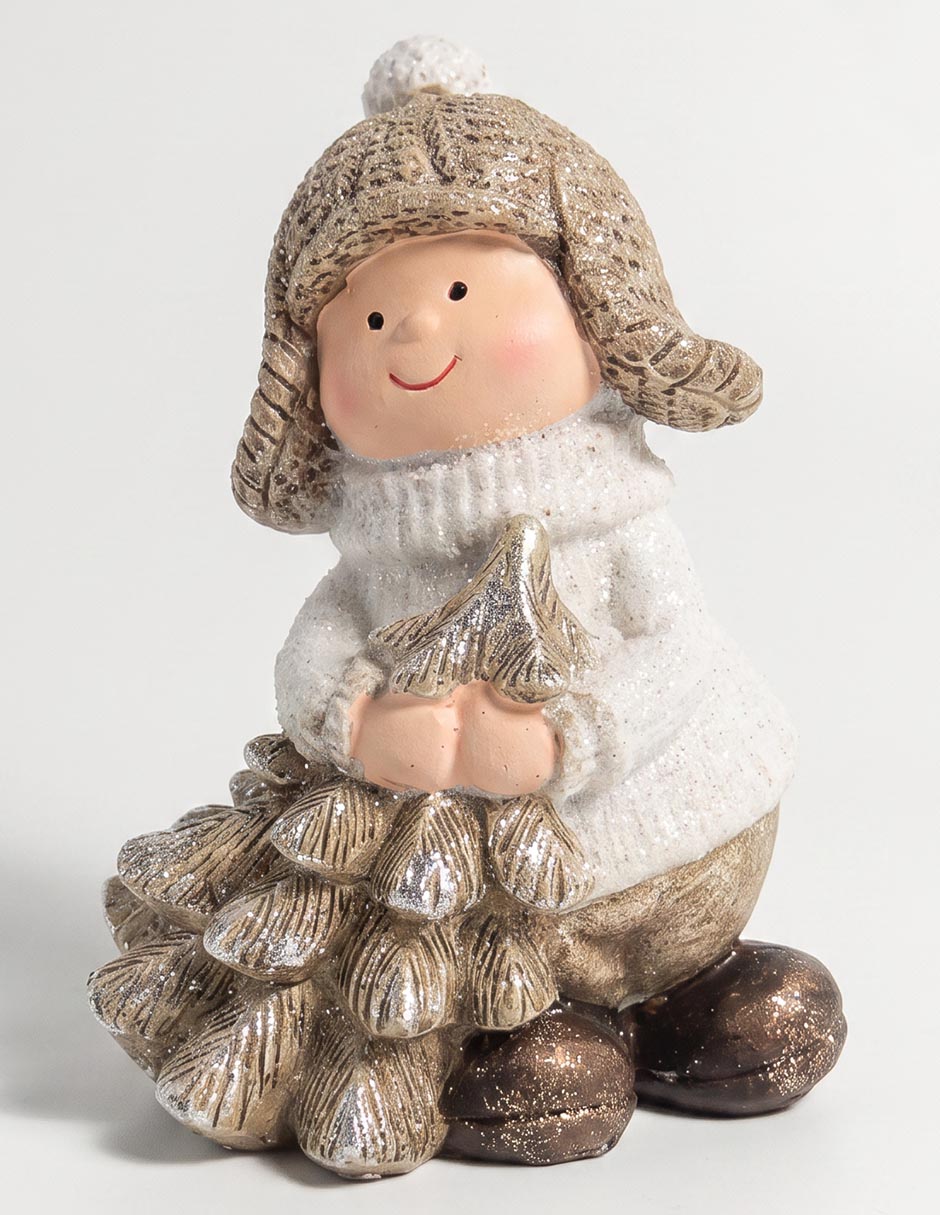 Figura decorativa navideña de niño de cerámica