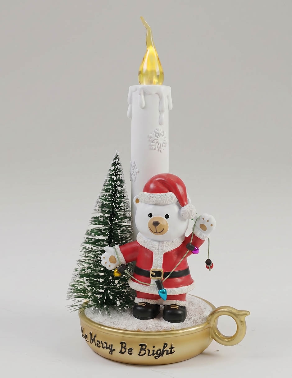 Figura decorativa navideña Santa con vela 1