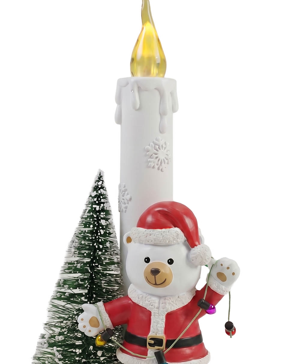 Figura decorativa navideña Santa con vela