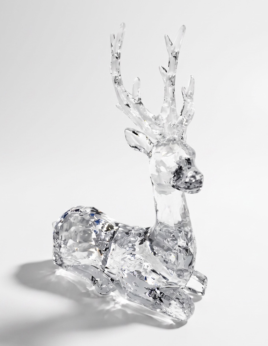 Figura decorativa navideña de reno de cristal