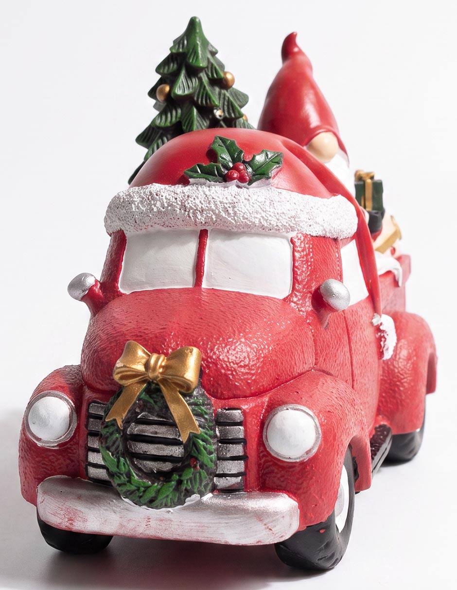 Figura decorativa navideña de auto de resina
