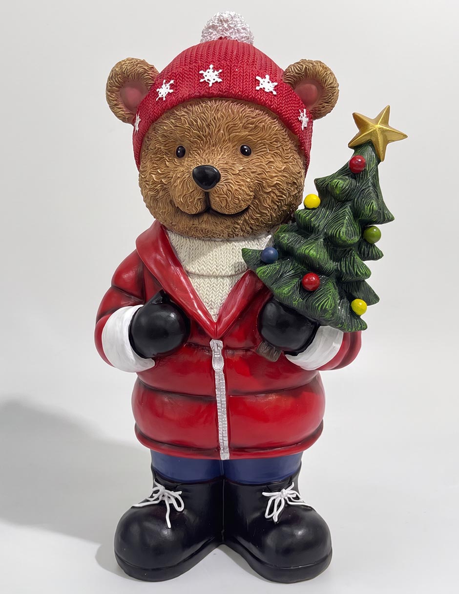 Figura decorativa navideña de oso de cerámica 1