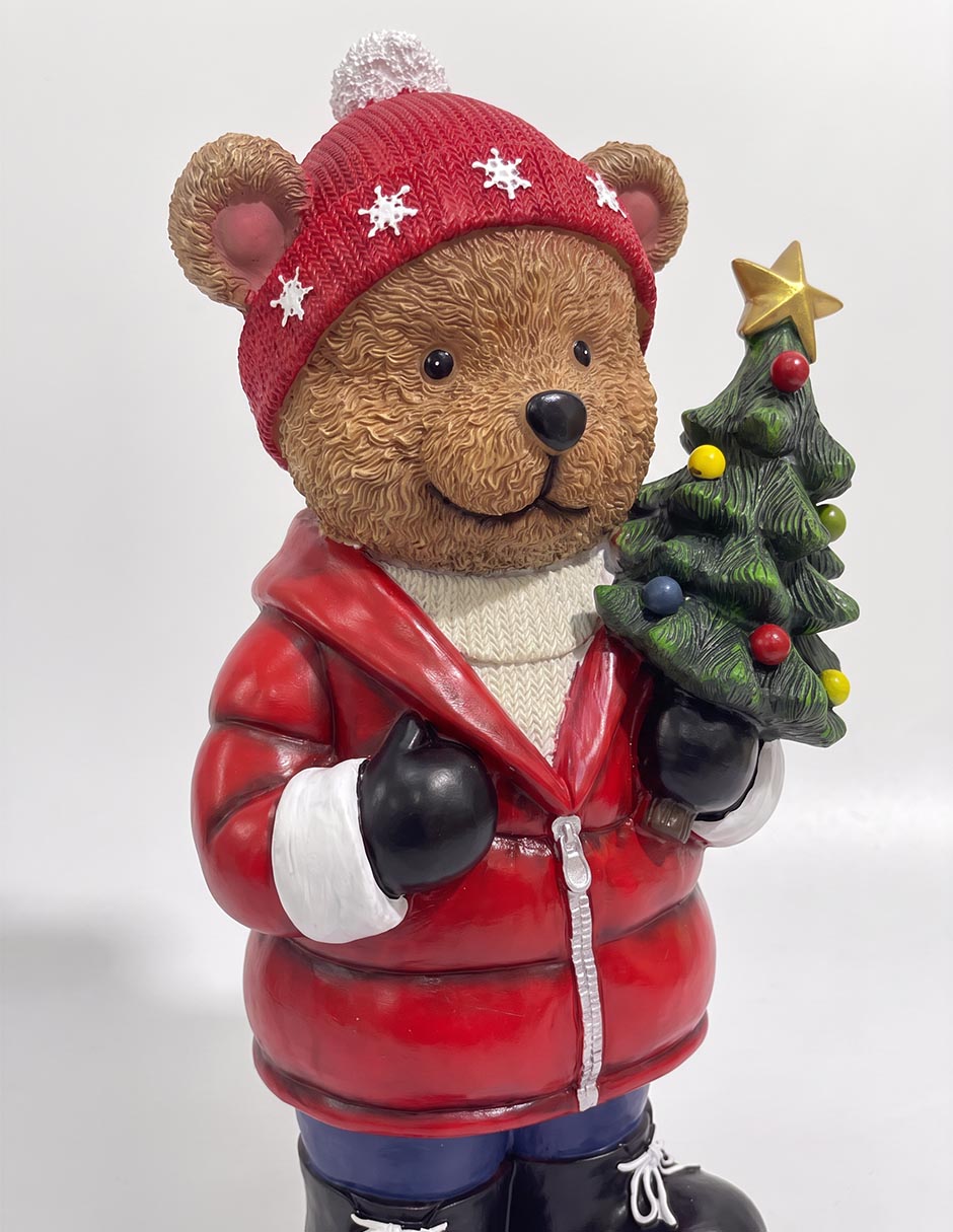 Figura decorativa navideña de oso de cerámica