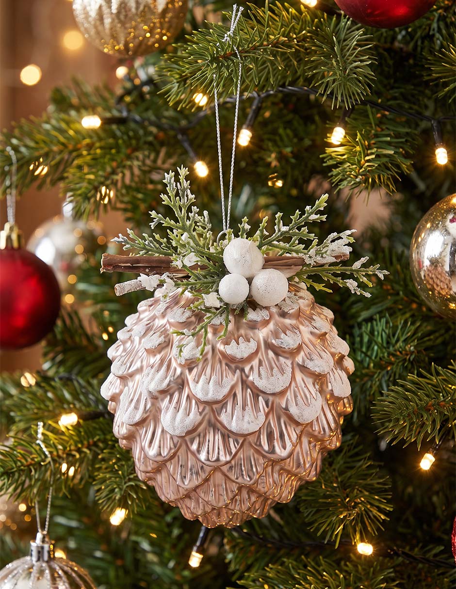 Ornamento navideño piña metallic 2