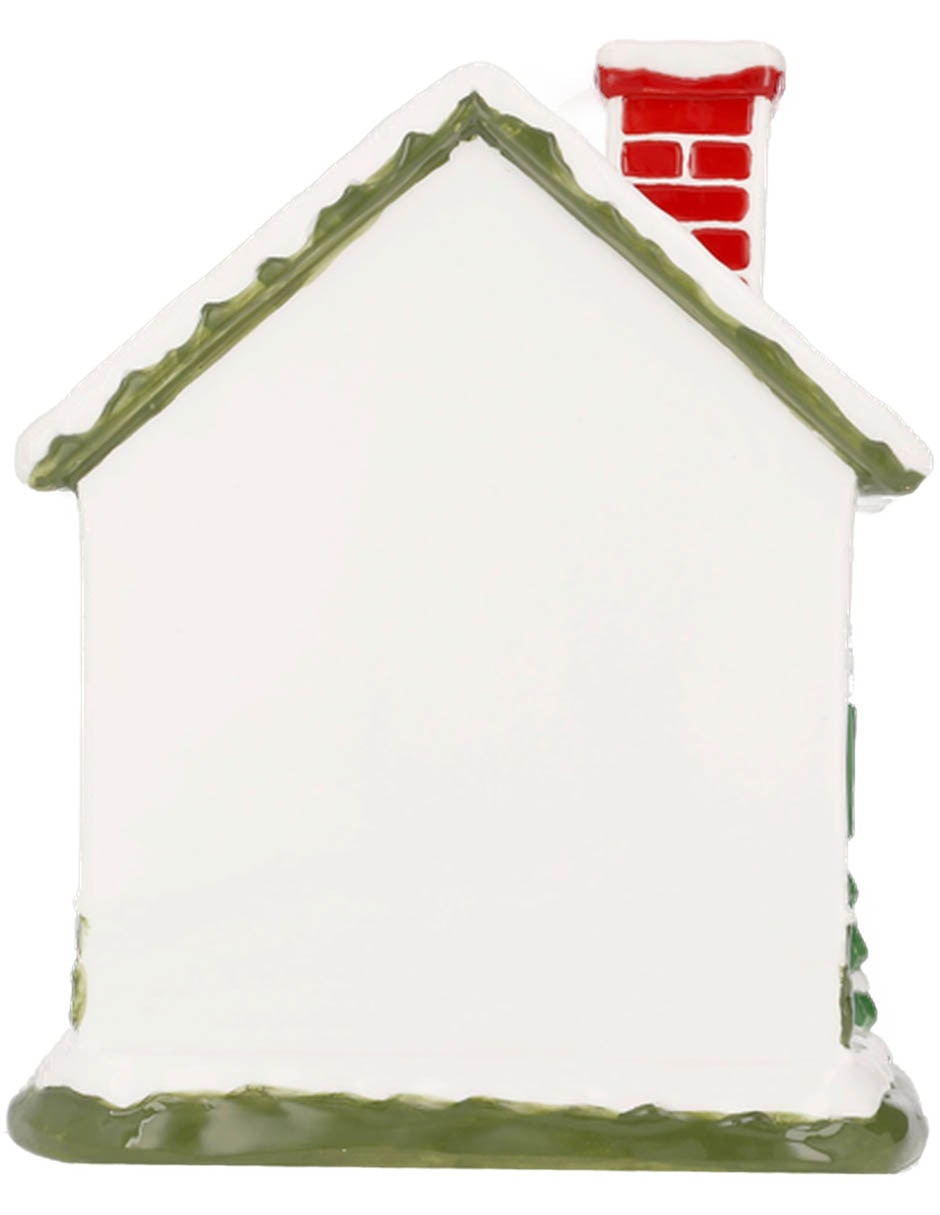 Figura decorativa navideña de casa de cerámica 4