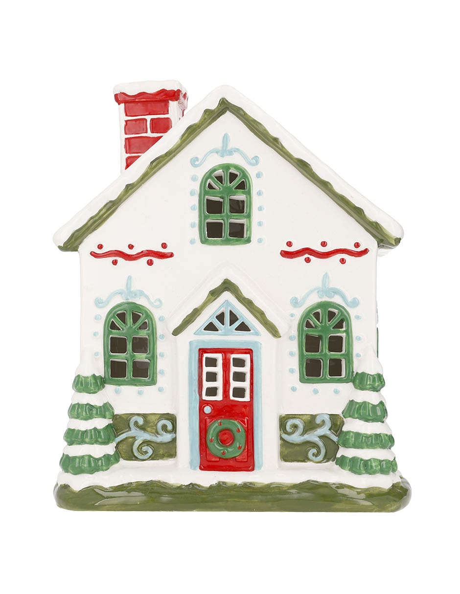 Figura decorativa navideña de casa de cerámica 1