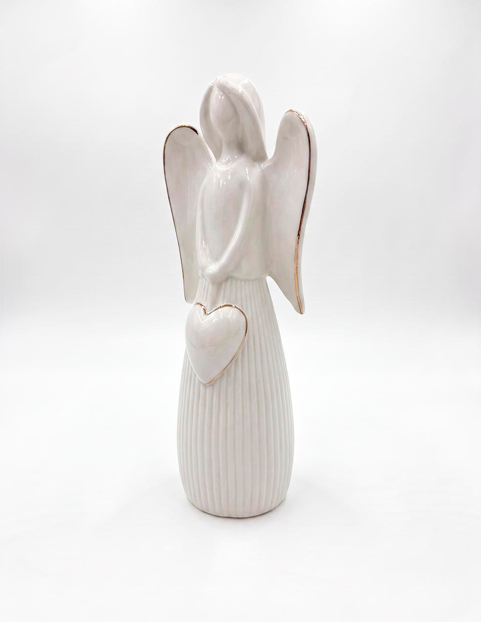Figura decorativa navideña de ángel de cerámica 3