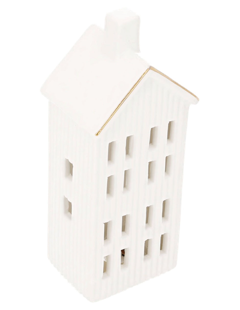 Figura decorativa navideña de casa de porcelana