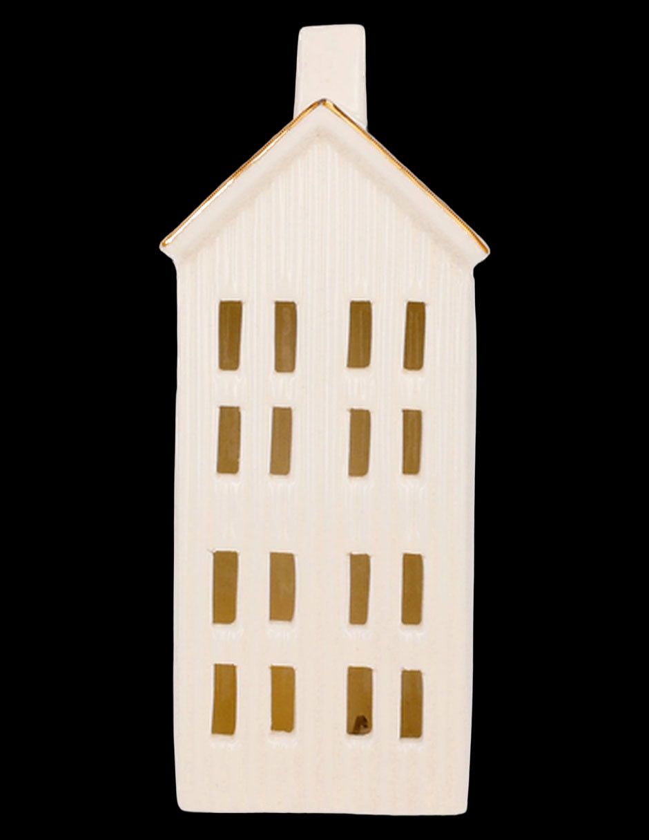 Figura decorativa navideña de casa de porcelana 6