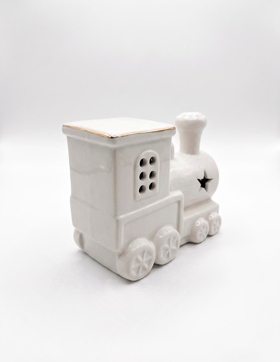 Figura decorativa navideña de tren de porcelana 3