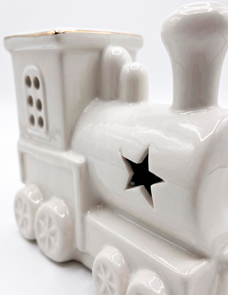 Figura decorativa navideña de tren de porcelana 2