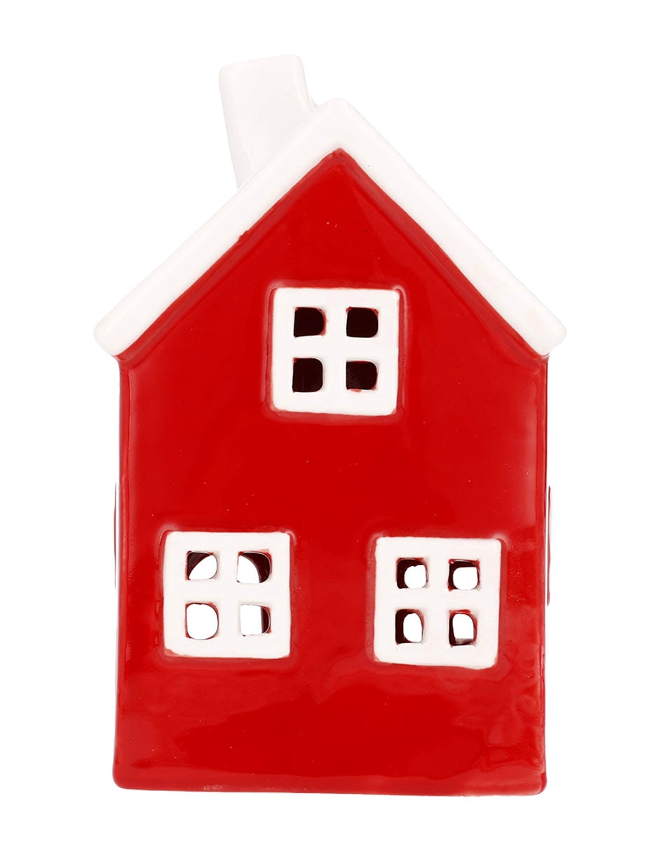 Figura decorativa navideña de casa de cerámica 3