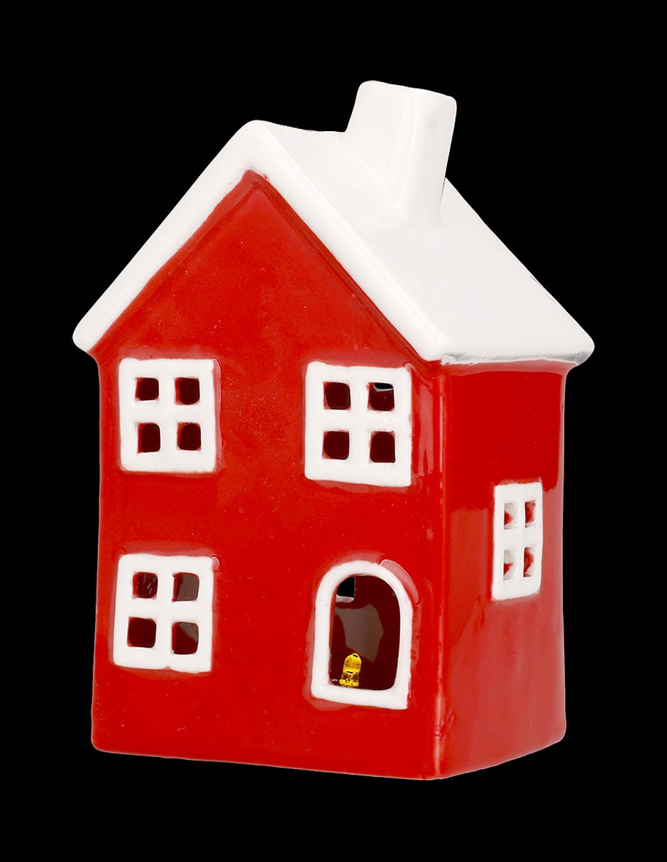 Figura decorativa navideña de casa de cerámica 6