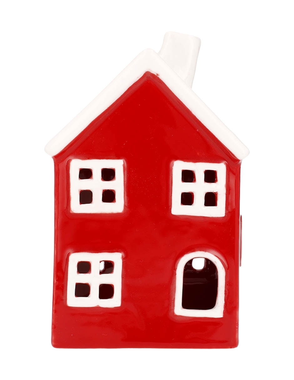 Figura decorativa navideña de casa de cerámica 1