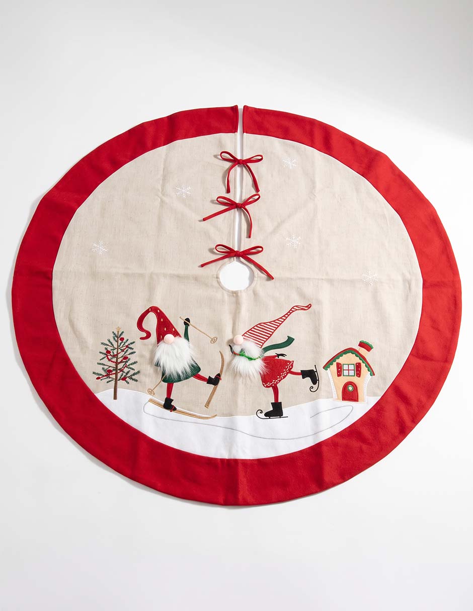 Pie de árbol estampado navideño