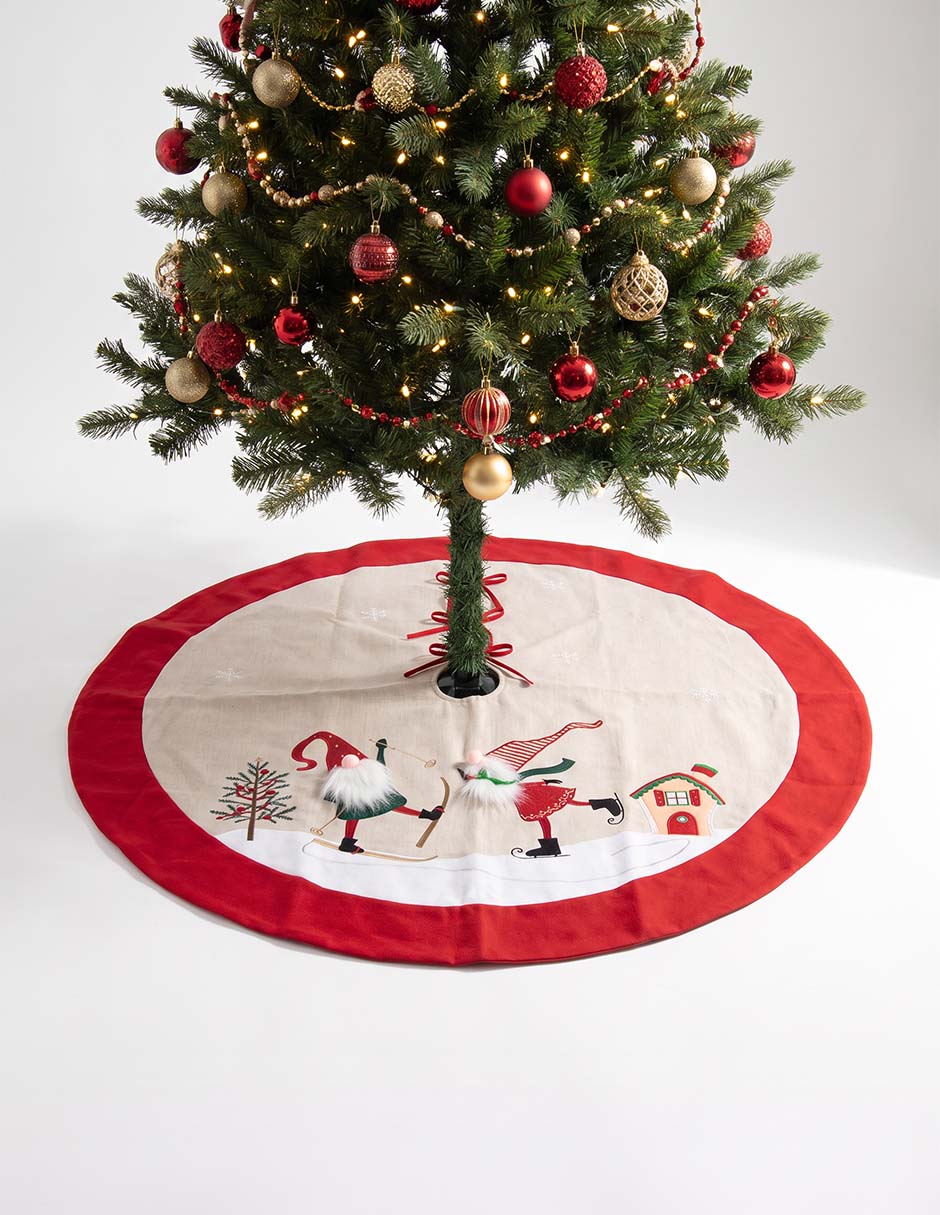 Pie de árbol estampado navideño 2
