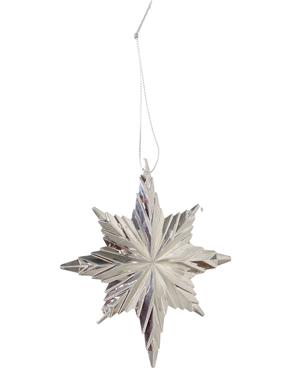 ORNAMENTO ESTRELLA PLATA 8 PICOS 12.5 CM