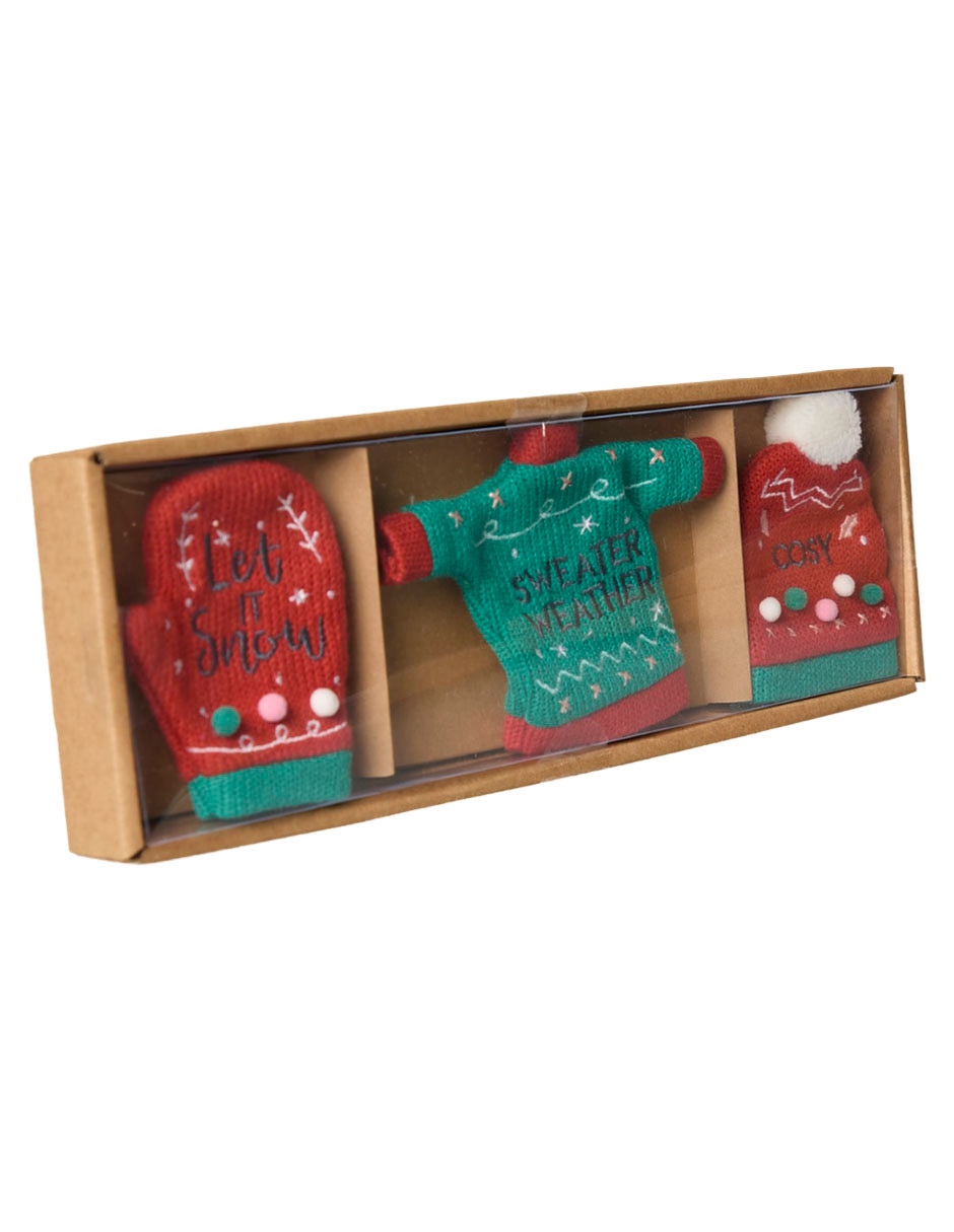 SET 3 ORNAMENTOS NAVIDEÑOS TEJIDOS 2