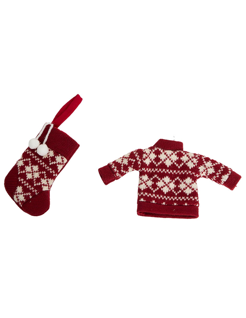 SET 2 ORNAMENTOS SUETER Y BOTA ROJAS 1