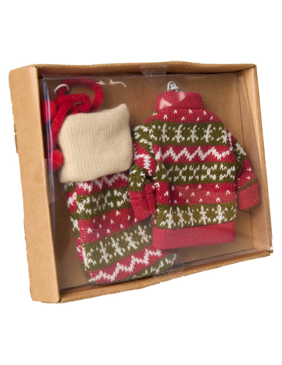 SET 2 ORNAMENTOS SUETER Y BOTA ROJA VRDE 2