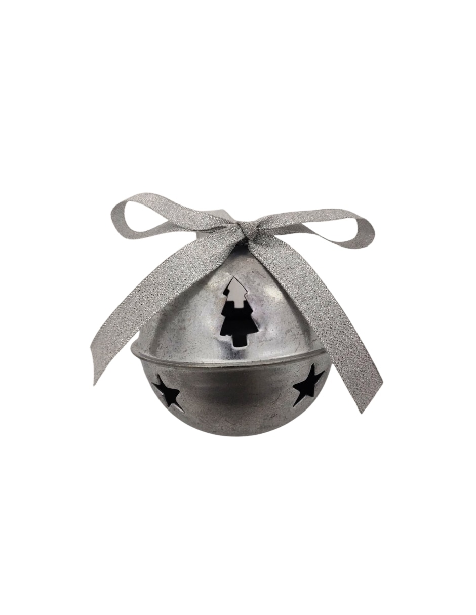 Ornamento navidad cascabel plata 2