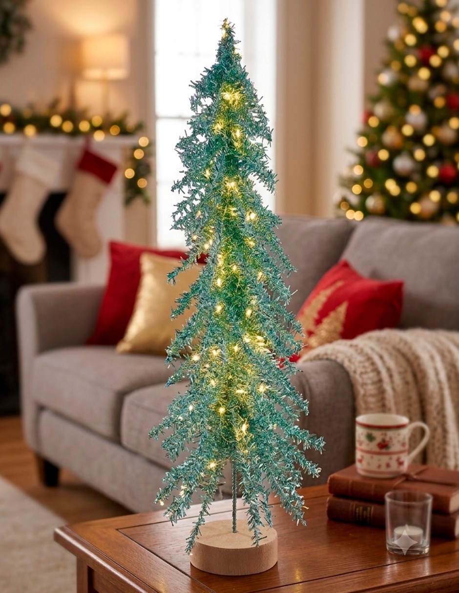 Árbol de navidad generica de aluminio con 100 luces 2