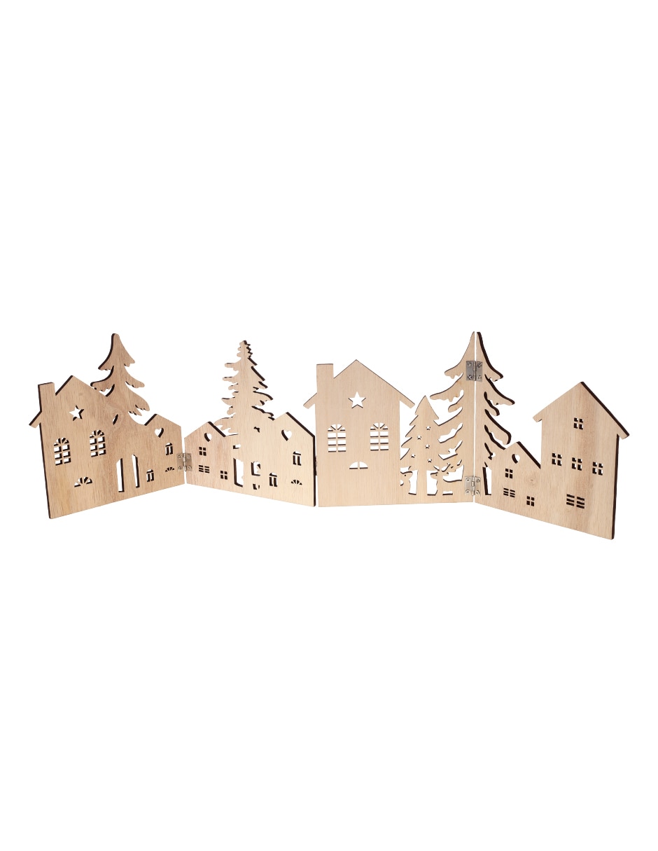 Figura decorativa de Casa Navideña de Madera 3