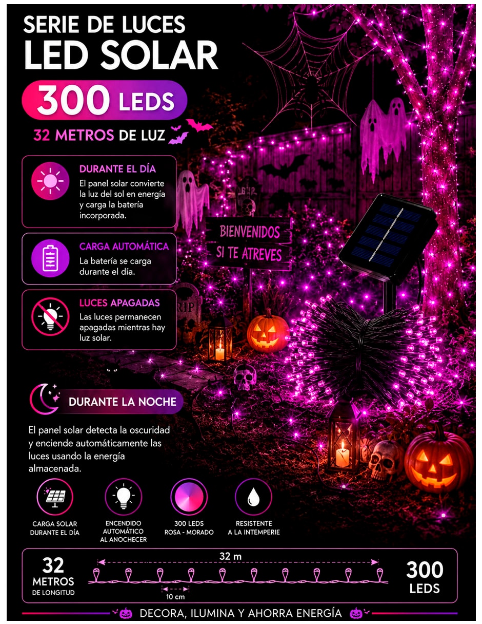 Set luces led con 300 focos 2