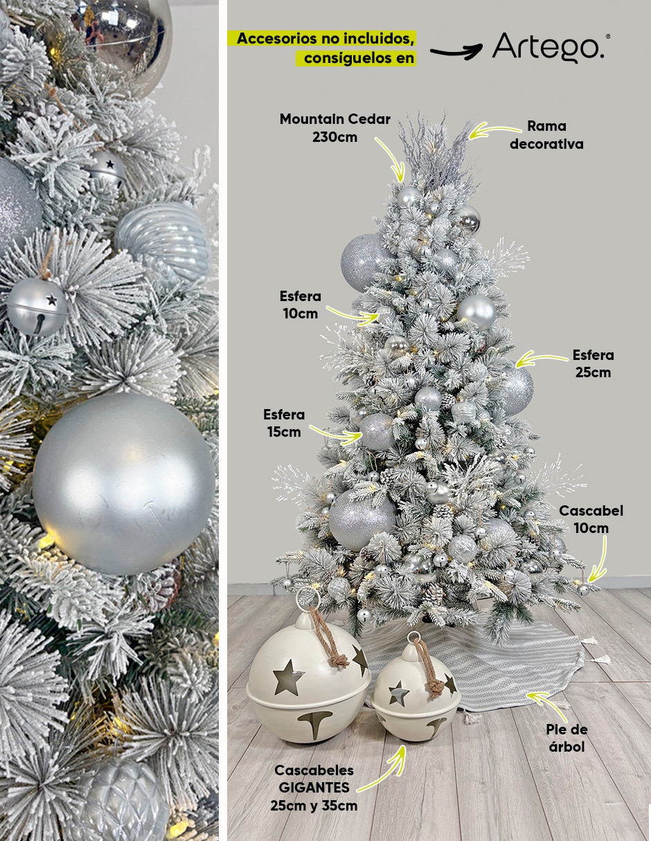 Árbol de navidad nevado mountain cedar de pvc con 300 luces 3