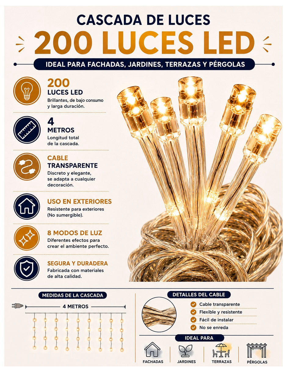 Set luces led con 200 focos 3