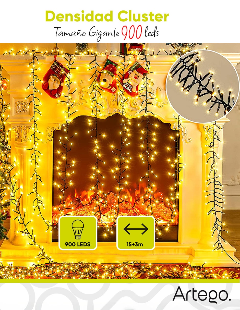 Set de luces led navidad jumbo size cluster cluster con 900 focos 4